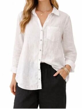 Sigrid Olsen Linen Button Down Blouse